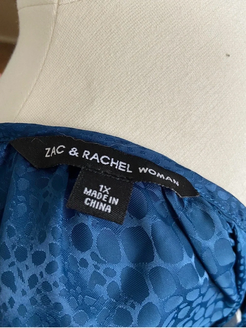 Zac‎ & Rachel Teal-Blue Satin Button Front Blouse